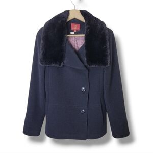 Vintage Cole Haan Wool Cashmere Coat Real Fur Collar Quiet Luxury Elegant Size 4